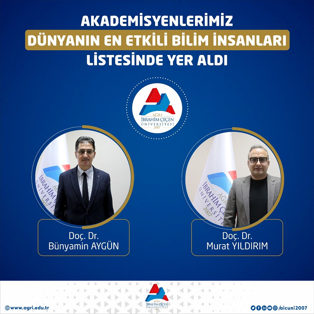 Doç. Dr. Bünyamin AYGÜN ve Doç. Dr. Murat YILDIRIM dünyanın en etkili bilim insanları arasında yer aldı.