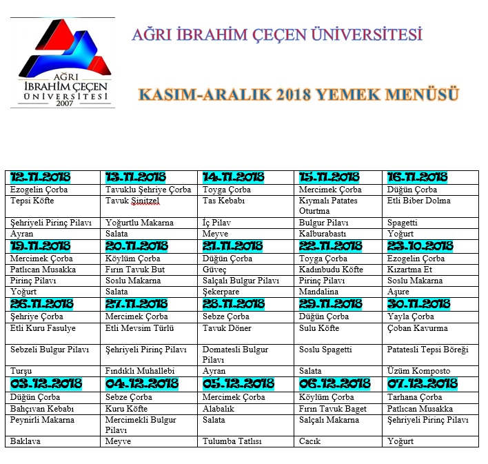 kasim ve aralik ayi yemek menusu